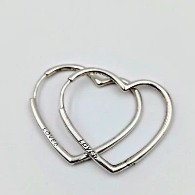 Pandora ALE Loved Sterling Silver 925 Open Heart Hoop Earrings - Image 1 of 4