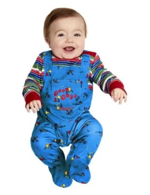 Boys Chucky Baby Costume Evil Killer Doll Fancy Dress Halloween TV Film Outfit - Image 1 of 2