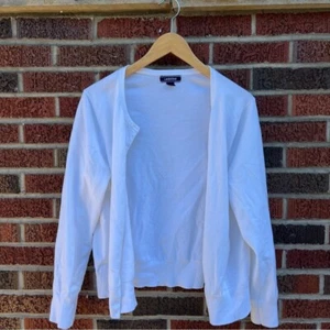 Land’s End Bright White Button Down Sweater Cardigan - Picture 1 of 2