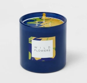 3-Wick 28oz Glass Wildflowers Candle Blue- Opalhouse™ - Picture 1 of 5