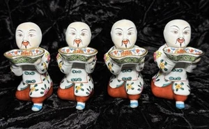 Qty 4 Vintage Herend Hungary Porcelain Kneeling Mandarin Chinese Man Open Salt - Picture 1 of 23