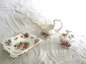 3 Pieces of Hammersley Dresden Sprays Items Porcelain Dish ,Trinket & Jug - Picture 1 of 6