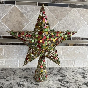 Helle Sequenz Weihnachtsbaumspitze rot, grün und gold 12 Zoll - Bild 1 von 11