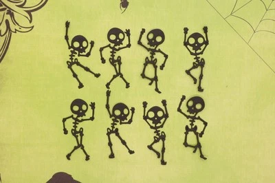 Esqueletos de dança de Halloween 8 peças enfeite de álbum de recortes cortado em matriz fabricação de cartões - Imagem 1 de 2