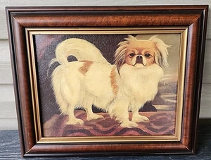 Vintage Bombay Company Dog Portrait Pekingese Framed 1994 - Picture 1 of 7