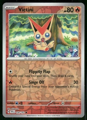 Victini 030/162 Common Reverse Holo NM Pokemon SV05: Temporal Forces - Image 1 of 2