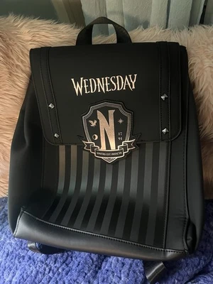Primark Wednesday Addams Black Backpack New With Tags - Image 1 of 2