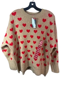 Suéter Vince Camuto Corazón Camel Tostado Rojo Tejido Pullover Mujer’s Talla XL NUEVO - Imagen 1 de 5