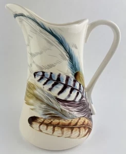 Pier One Imports Ironstone Ceramic Feather Pitcher Vintage Discontinued Water  - Picture 1 of 14
