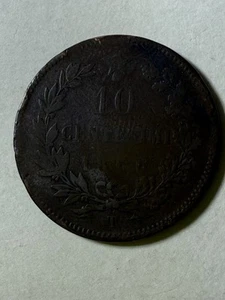 1866 Italy 10 Centesimi Coin - Picture 1 of 2