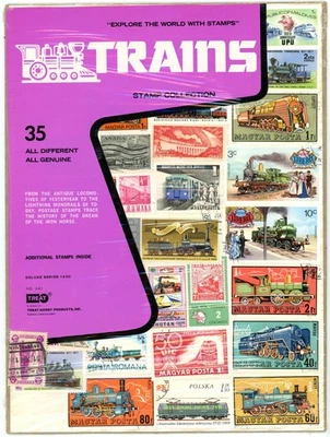 35 - Trains - International Stamps – Gum Glue Stamps – Board - Image 1 of 2