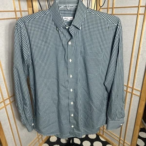 PETER MILLAR Blue Checkered Cotton SILK Spandex Button Down Shirt M EUC-MINT - Picture 1 of 18