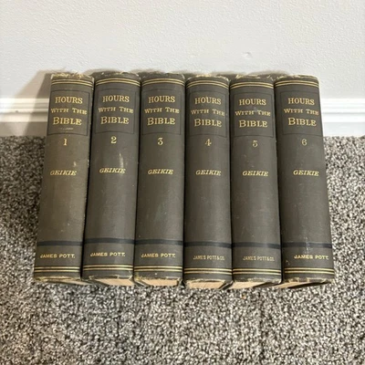 Vintage Hours With The Bible Cunningham Geikie 6 Vol Set Hardcover Religion 1884 - Image 1 of 4