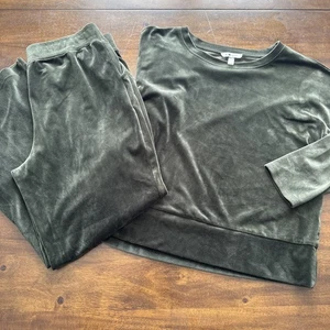 Juego de 2 trajes deportivos de terciopelo verde cazador con cable y calibre para mujer L - Imagen 1 de 12