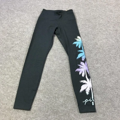 Leggings ROSAS de Victoria's Secret para mujer talla pequeña negra de cintura alta con gráfico de palmera Foto 1 de 4