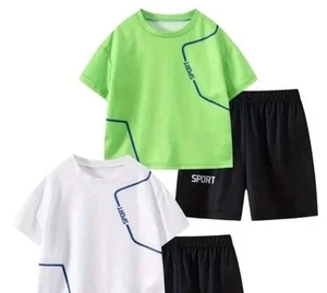 2pcs, Children's Sports Short Sleeve Set Spring/Summer New Clothing Boys, Girls - Picture 1 of 4