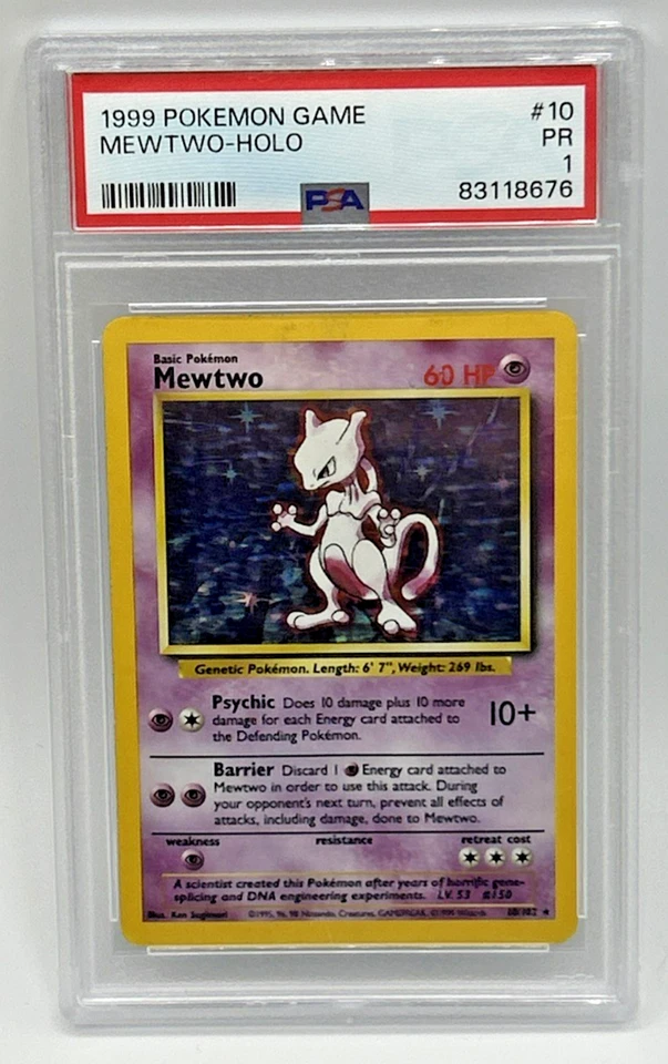 PSA 1 Mewtwo Holo 1999 Pokemon Base Set 10/102 - Image 1 of 2