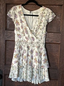 ALICE + OLIVIA Mariska Cream Purple Orange Floral Mixed Print Skort Romper Sz S - Picture 1 of 10