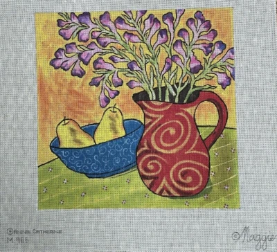 M-985 静物手绘针绣帆布 Maggie Annie Catherine 18 网眼 — 第 1/4 张图片