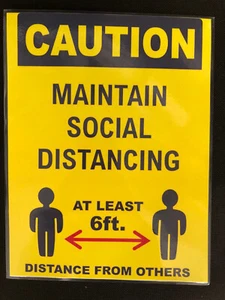 Laminated Social Distancing Sign Pack of 5 pieces (waterproof&cleanable)8.5x11in - Picture 1 of 1