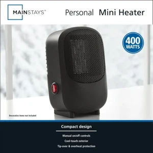 Mainstays Personal Mini Electric Ceramic Heater 400W Indoor Compact 120V - Picture 1 of 6