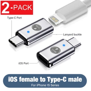 2Pack USB Type C to iOS Connector for iPhone 15/15 Plus/15 Pro/15 Pro Max - Picture 1 of 12