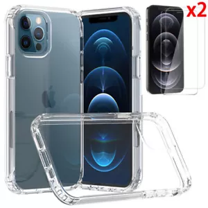 Für iPhone 13 Pro Max,12 Pro Max Hülle Stoßfest Klar Cover mit Hartglas - Bild 1 von 13