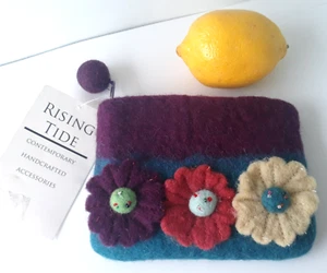 Anthropology Rising Tide Felt Wool Multicolor Clutch Purse Wallet 5.5 x 4.5" NEW - Picture 1 of 15