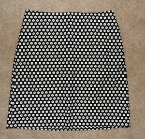 New Ann Taylor Factory Skirt 4P Black White Cotton Stretch Knee Length Lined - Picture 1 of 3