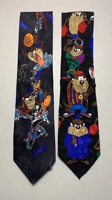 Lote de 2 corbatas para el cuello Looney Tunes Mania Warner Bros Baloncesto Taz Deportes Foto 1 de 4