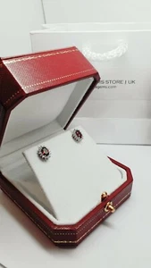 White gold finish oval Cut red ruby and created diamond earrings free post - Picture 1 of 6