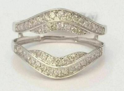 1.40 Ct Round Cut  Moissanite 14K White Gold Enhancer Wedding Guard Band Her - Image 1 of 4