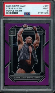 Stone Cold Steve Austin /149 Purple #197 PSA 9 Mint 2023 Panini Prizm WWE