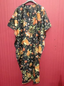 Indian Multi Long Floral Print Cotton Maxi Women Nightwear Caftan Dress Kimono - Picture 1 of 4