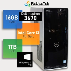 Dell Inspiron 3670 MT Intel i3-9100 3.60GHz 16GB RAM 1TB SSD WiFi+BT Win 11 Pro - Picture 1 of 18