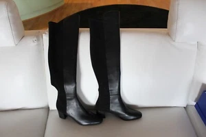STUART WEITZMAN GILLIAN 60 CITY BOOT OVER THE KNEE BOOTS BLACK 9 W DUST BAG $790 - Picture 1 of 10