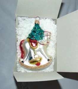 Kurt Adler Polonaise Rocking Horse with Tree Ornament in Box - Picture 1 of 4