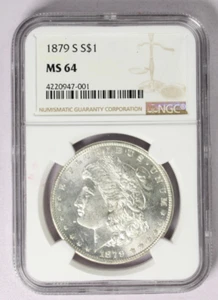 Dólar de plata Morgan 1879-S NGC MS64 $1 - Imagen 1 de 3