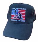 USA Flag Black Hat - Stand For The Flag - Kneel For The Cross Mesh Snap Back 