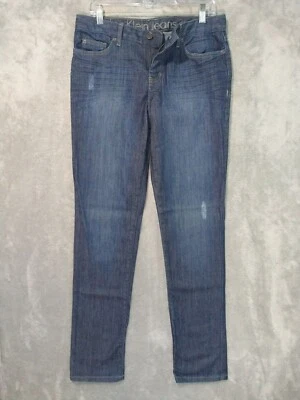 Calvin Klein Jeans Womens 4 Blue Denim Boyfriend Dark Wash Stretch Distressed - Image 1 of 4