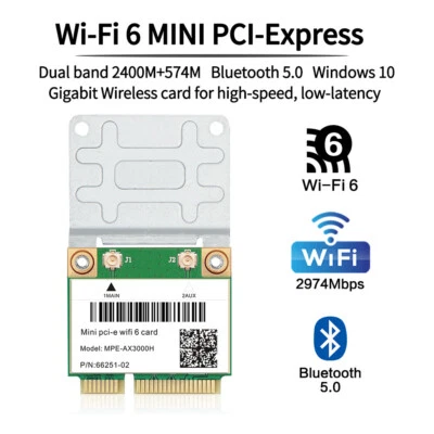 Scheda di rete WiFi 6 Mini PCI-E Dual Band AX3000 PCIe PC WiFi scheda wireless BT5.2 - Immagine 1 di 4