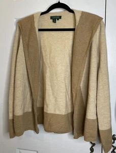 Ralph Lauren Damen Wolle/Kaschmir offen drapiert Kapuze Cardigan Pullover • Small - Bild 1 von 5