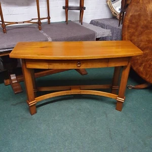 SOLID WOOD BOWED CONSULE/TELEPHONE/HALL TABLE WITH DRAWER - Picture 1 of 21