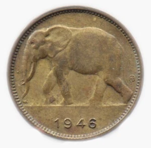 1 FRANC 1946 BELGISCHER KONGO - Elefant 01 - Bild 1 von 2