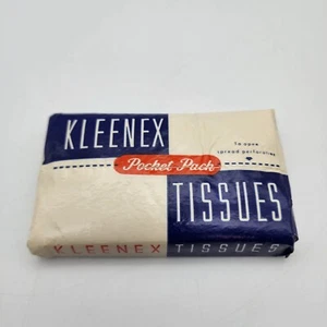 Vintage 1950s Kleenex Pocket Pack Kimberly Clark Corp. 24 Tissues New Old Stock - Bild 1 von 6