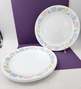 Set 4 piatti Corelle AMICIZIA 101/4" bianco blu rosa fiori arancioni - Foto 1 di 6