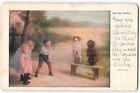 Postcard 1908 Willing Pupils Kids having fun with dogs funny VTG ME6.