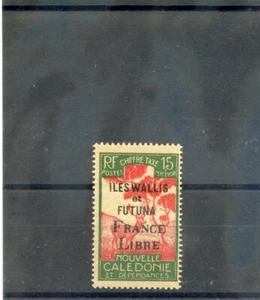 Wallis & Futuna IS Sc J28 (YT T28) * F-VF LH 1943 15c DK GRÜN & ROT, FR LIBRE 85 $ - Bild 1 von 1
