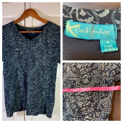 Fresh Produce Top Women’s Medium Boho Beachy Coastal Lagenlook USA - Image 1 of 4