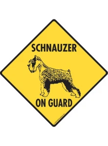 Warning! Schnauzer On Guard - Beware Dog Aluminum Dog Sign or Vinyl Sticker - Picture 1 of 5
